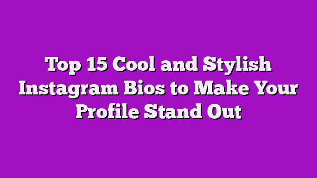 Top 15 Cool and Stylish Instagram Bios to Make Your Profile Stand Out