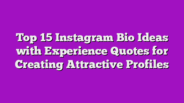 Top 15 Instagram Bio Ideas with Experience Quotes for Creating Attractive Profiles