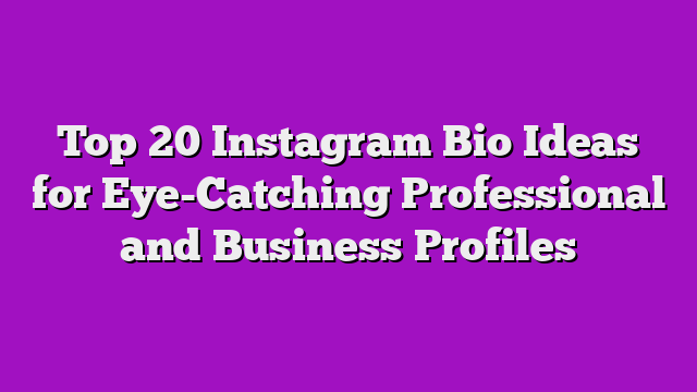 Top 20 Instagram Bio Ideas for Eye-Catching Professional and Business Profiles