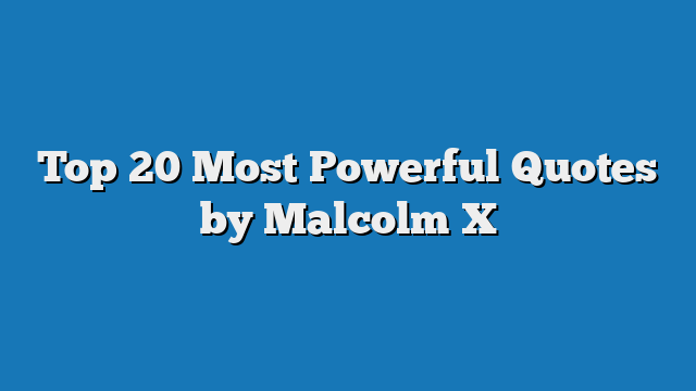 Top 20 Most Powerful Quotes by Malcolm X